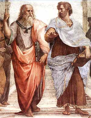 Aristotle (right) and Plato in Raphael's painting, 'The School of Athens', in the Vatican.
