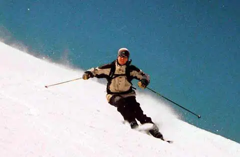 skiing downhill fast