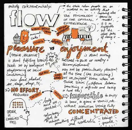 a notebook of Mihaly Csikszentmihalyi's depiction of flow
